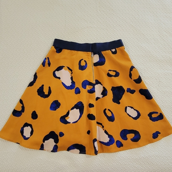 Philip Lim Leopard Print Skirt in Gold-orange and Blue Size 2 Mini Flare - Picture 3 of 14